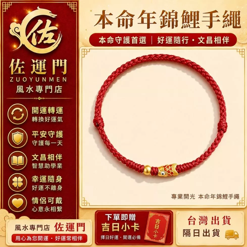 現貨隔日出貨 開光本命年錦鯉紅繩手鍊 轉運珠手繩 開運手繩 平安手繩 幸運手繩 文昌手繩 情侶手繩 好運紅繩 編織手環