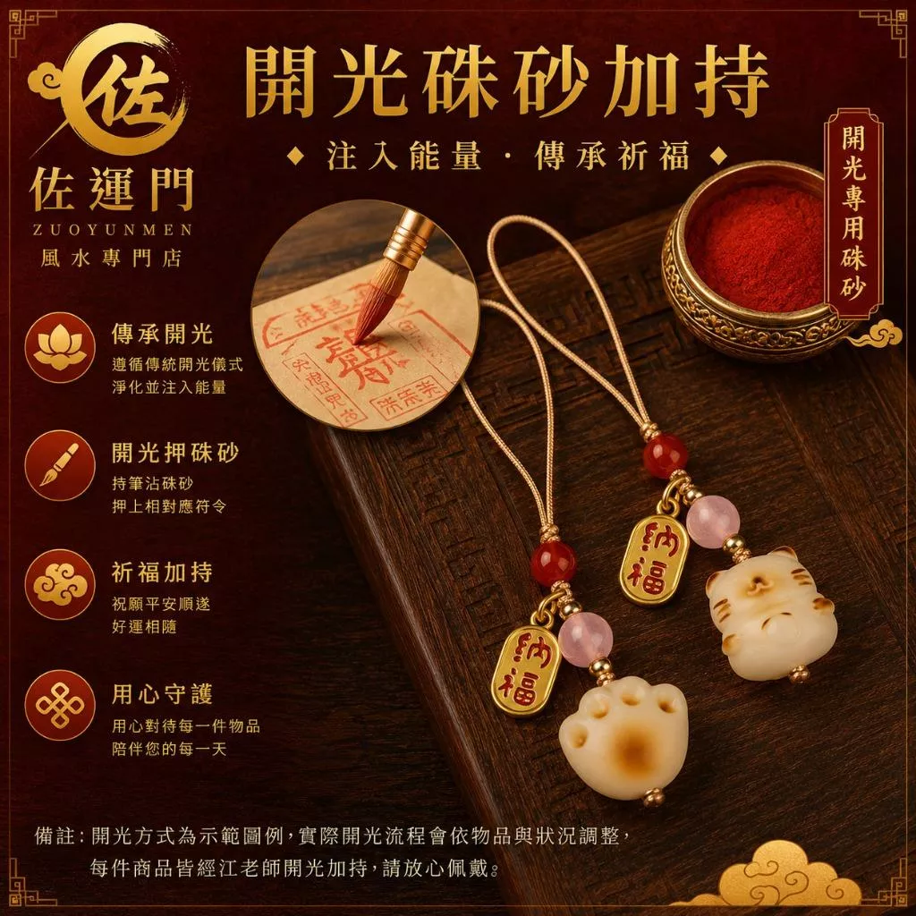 佐運門 環保無包裝優惠 開光 六合硃砂手鍊伸縮掛繩 招財納福 招財納福 福虎貓爪吊飾 隨身開運隨身攜帶 附吉日卡 隔日
