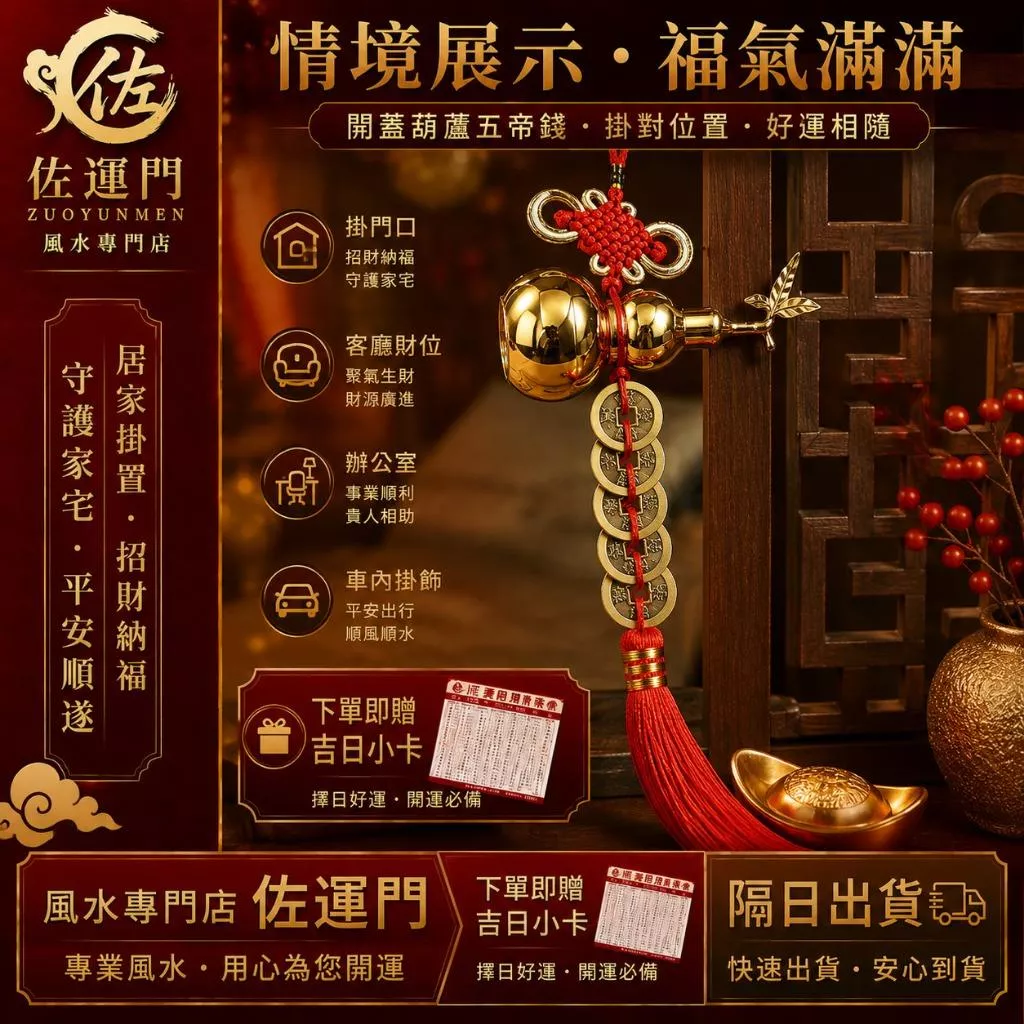 一件免運 隔日出貨 開蓋葫蘆五帝錢 純銅葫蘆五帝錢 五帝錢掛飾 招財掛飾 化煞掛飾 鎮宅掛飾 防小人掛飾 開運掛件 門對