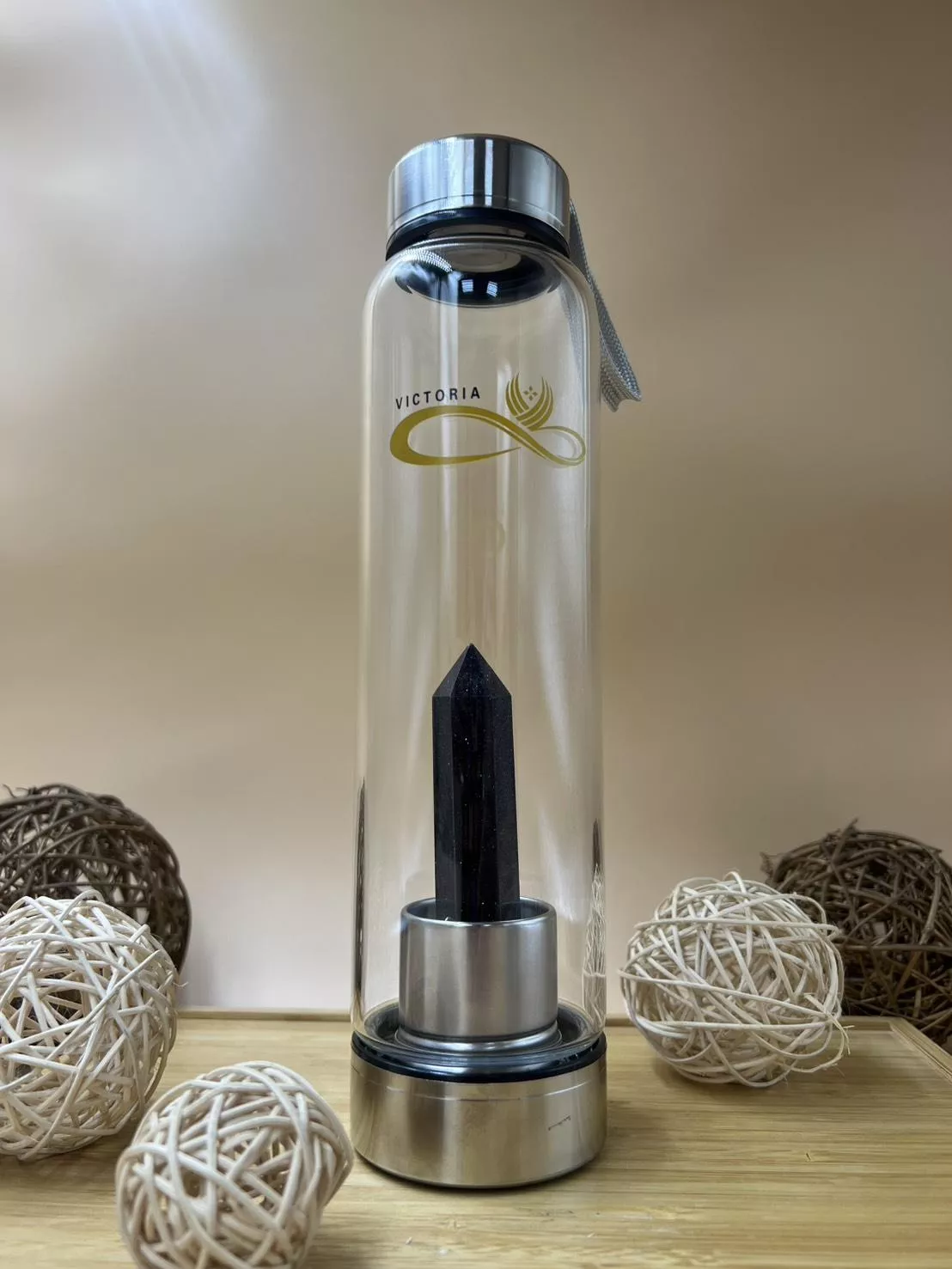 水晶能量水壺-藍金沙石