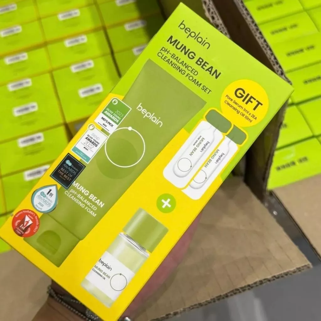 【薇娜韓妝】韓國Beplain綠豆胺基酸溫和洗面弱酸性套裝 洗面乳80ml+卸妝油10ml+毛孔精華1ml*2