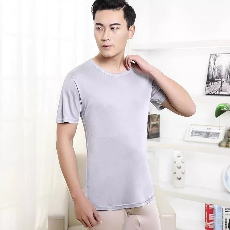 桑蠶絲男短袖薄款上衣