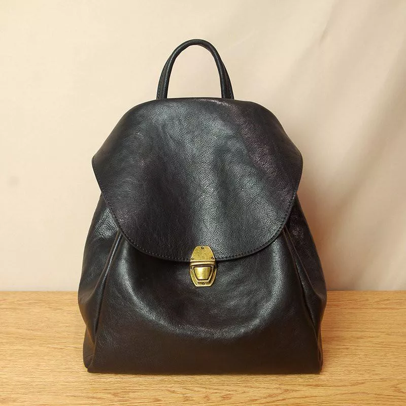 原創手工真皮雙肩包簡約復古牛皮後背包單肩包