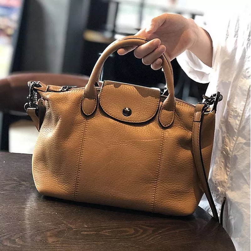 韓版頭層牛皮手提包斜背包水餃包