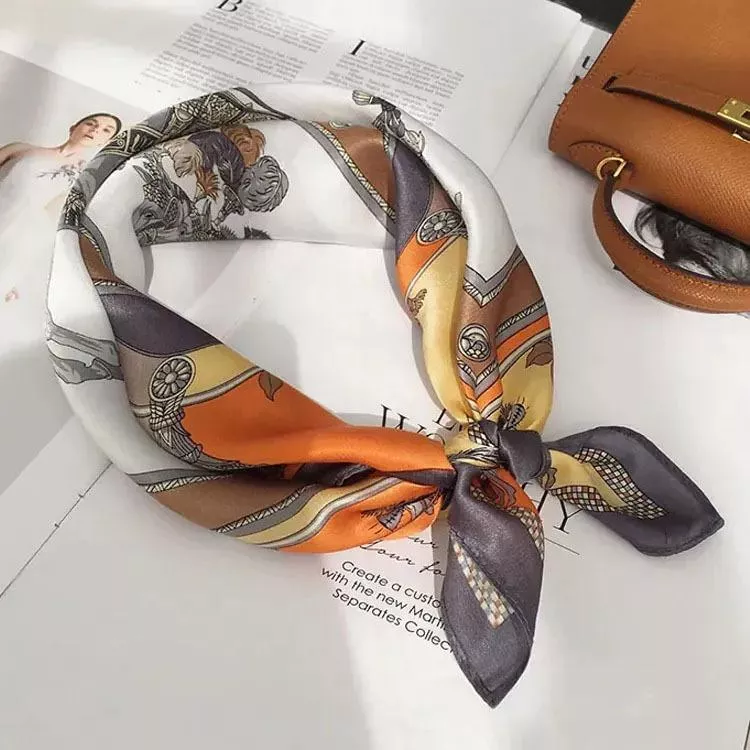 100％桑蠶絲灰色駿馬真絲領巾小方巾披肩