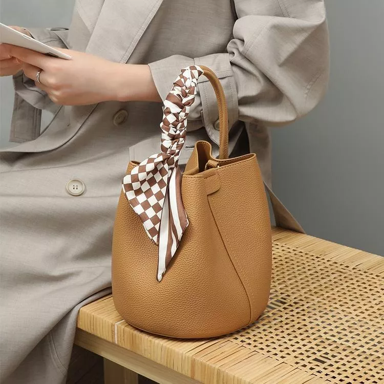 真皮小水桶包手提包單肩斜背小包