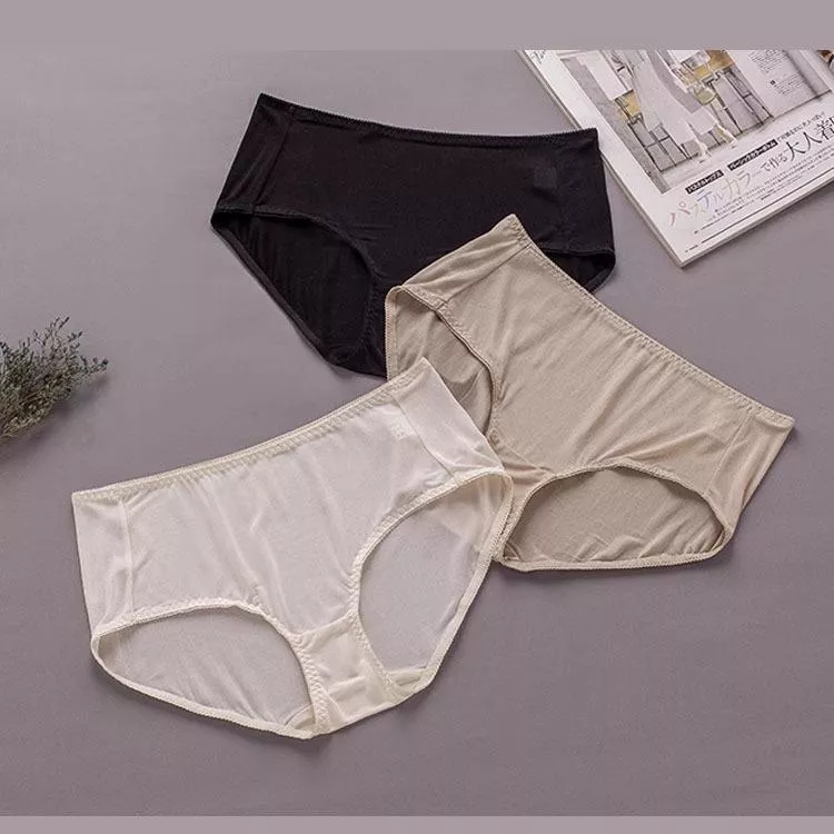 真絲中腰內褲100%桑蠶絲無痕透氣大碼三角褲