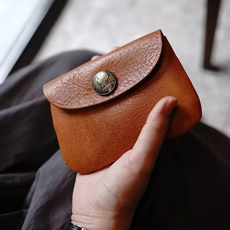 手工復古植鞣牛皮頭層牛皮卡包收納包小零錢包