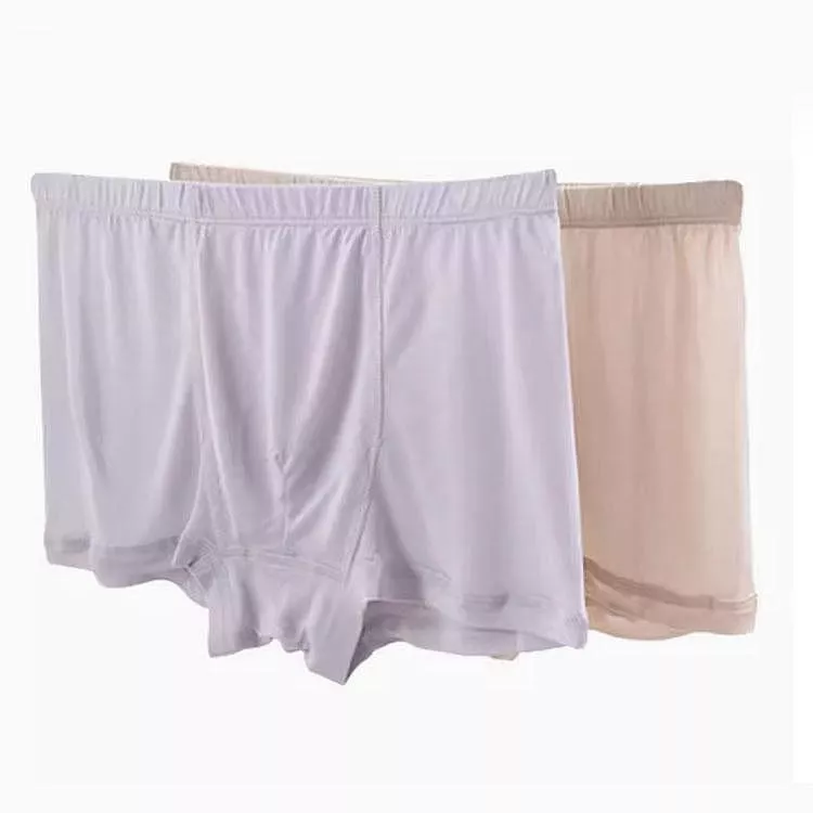 男士100%桑蠶絲內褲平角褲寬鬆四角褲