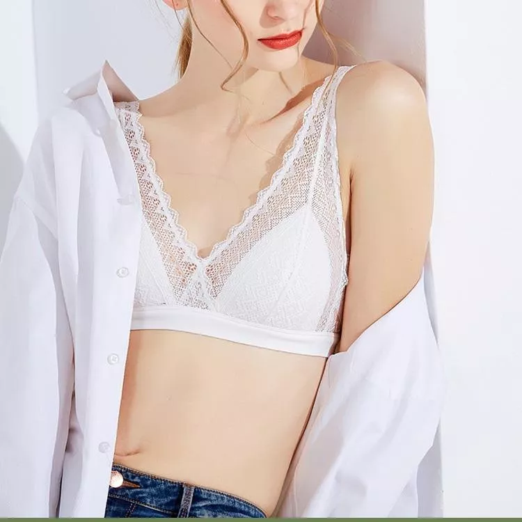 小胸內衣100%蠶絲內衣小胸內衣無鋼圈內衣法式三角杯真絲內衣