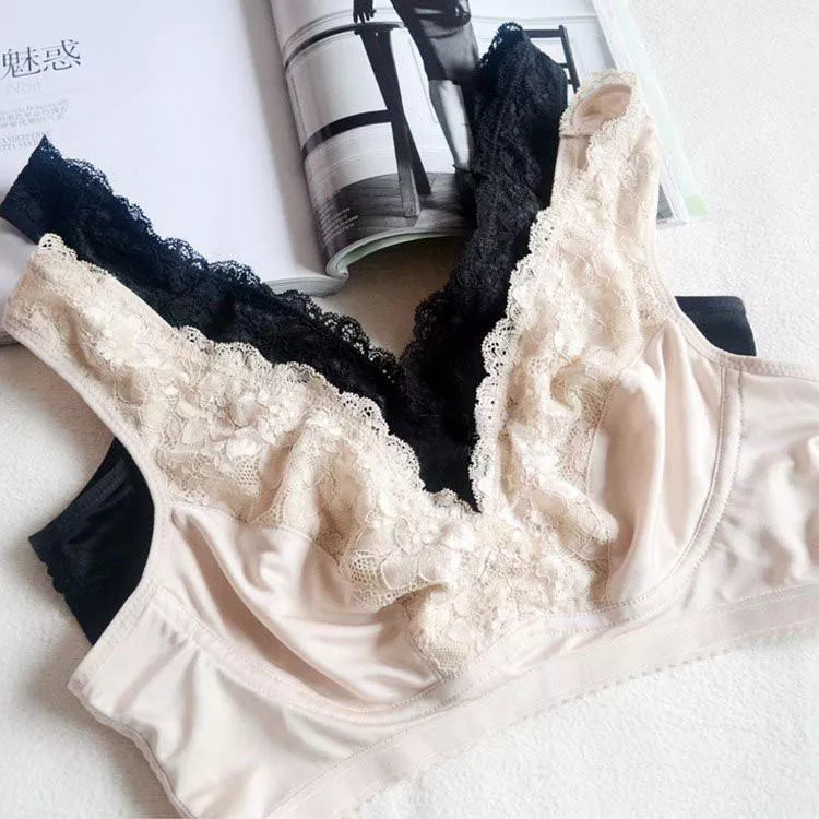 100%全蠶絲大罩杯大碼超薄內衣無鋼圈內衣真絲大胸顯小全蠶絲內衣