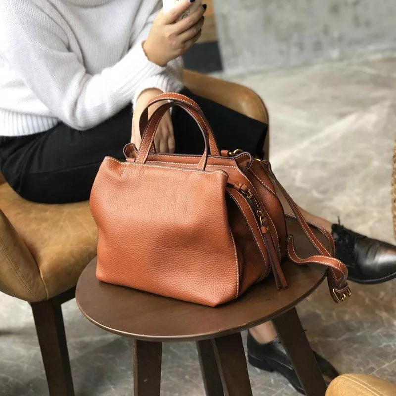 頭層軟牛皮女包寬肩帶單肩包斜背包