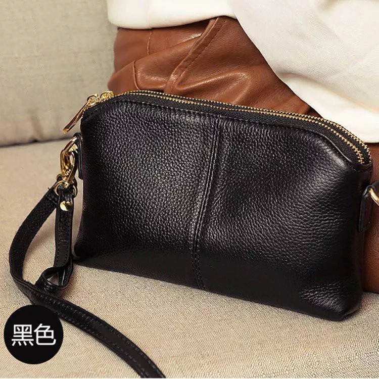 真皮手拿包氣質貝殼包單肩包頭層牛皮斜背包長夾