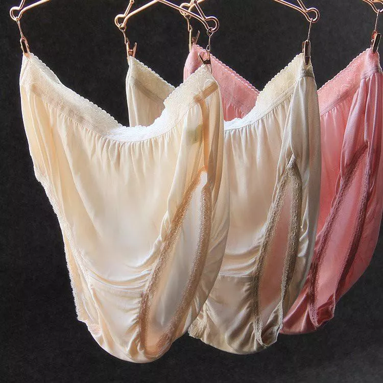 內褲-100%蠶絲內褲大碼蠶絲內褲媽媽內褲高腰孕婦蕾絲薄款老年內褲三角褲