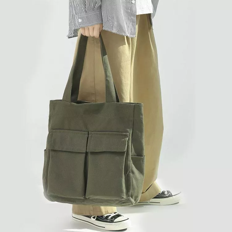 日系復古帆布包大容量手提包單肩包托特包學生書包