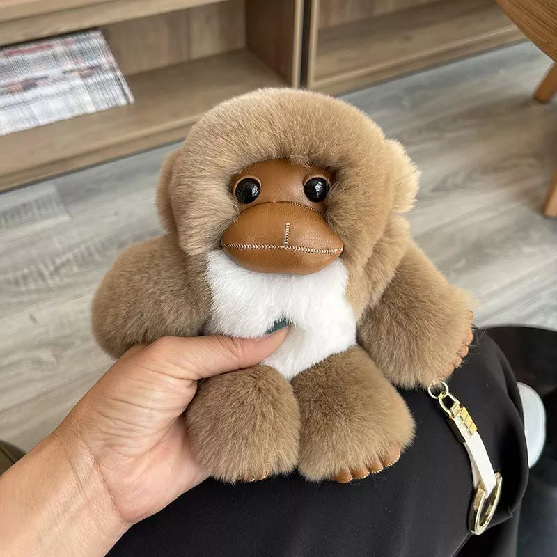 獺兔毛小猴子皮草掛飾吊飾鑰匙圈生日禮物聖誕節情人節禮物交換禮物絨毛玩偶