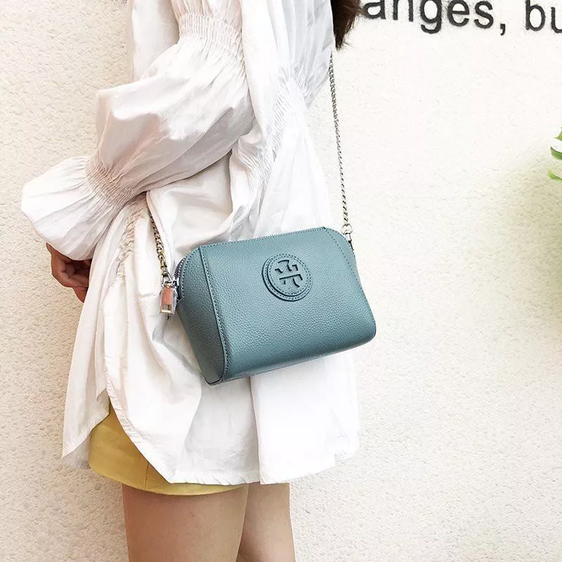 真皮鏈條小包新款真皮貝殼包真皮斜背包