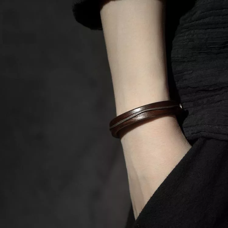 個性真皮手環原創復古手鐲男女情侣款手飾手鍊情人節禮物