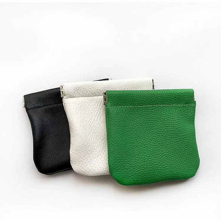 頭層牛皮夾口收納包口紅包零錢包