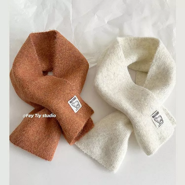 韓版羊駝毛柔軟交叉小圍巾保暖百搭圍脖