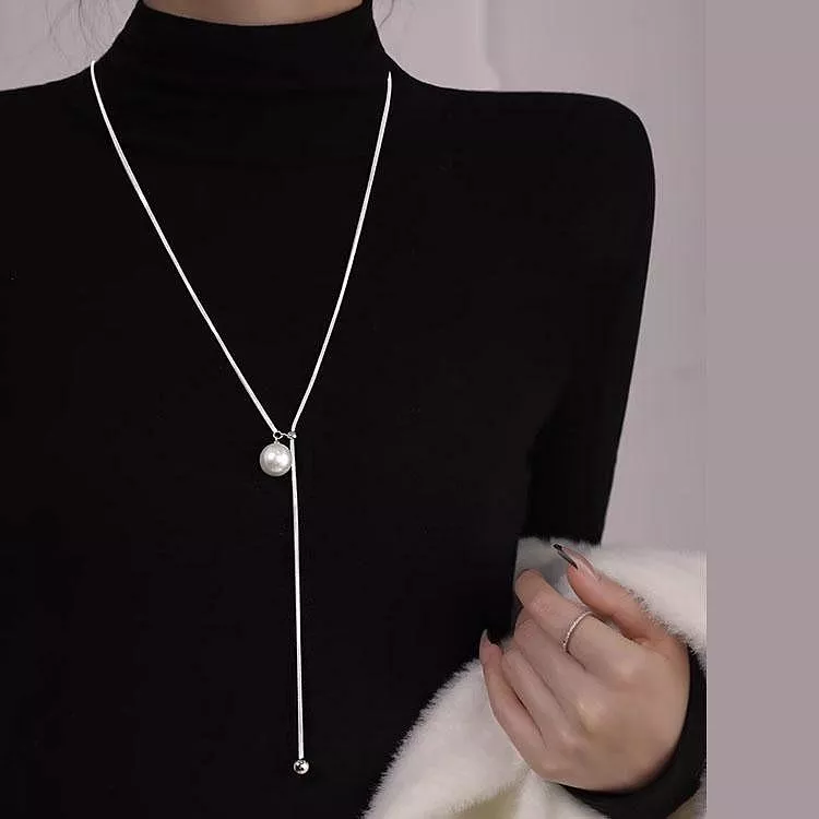 珍珠長款毛衣項鏈