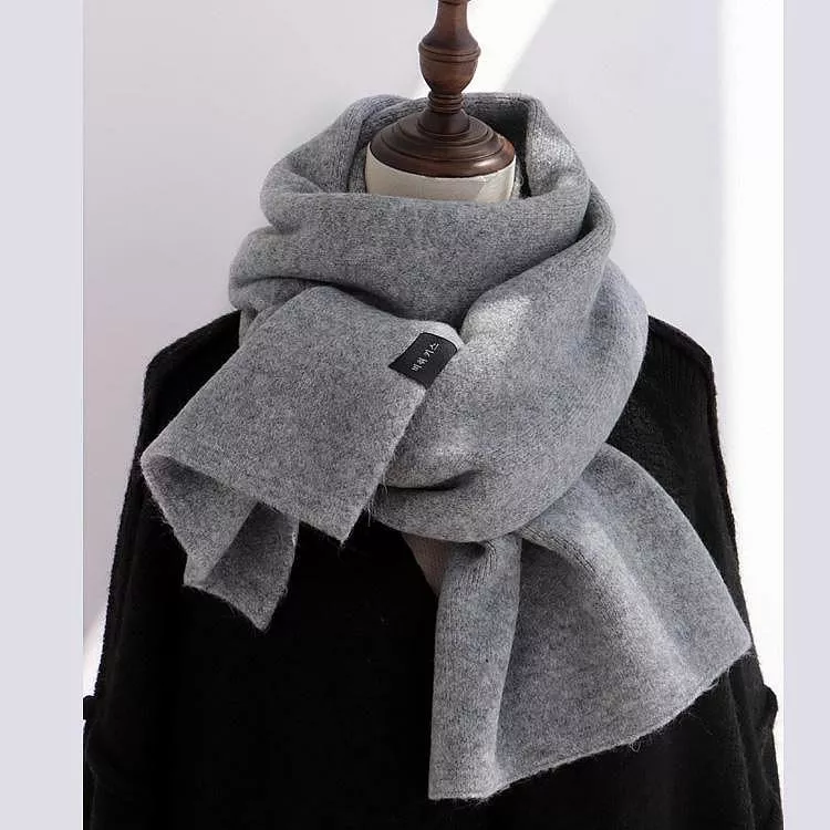 韓國單純色仿羊絨圍巾保暖加厚圍巾
