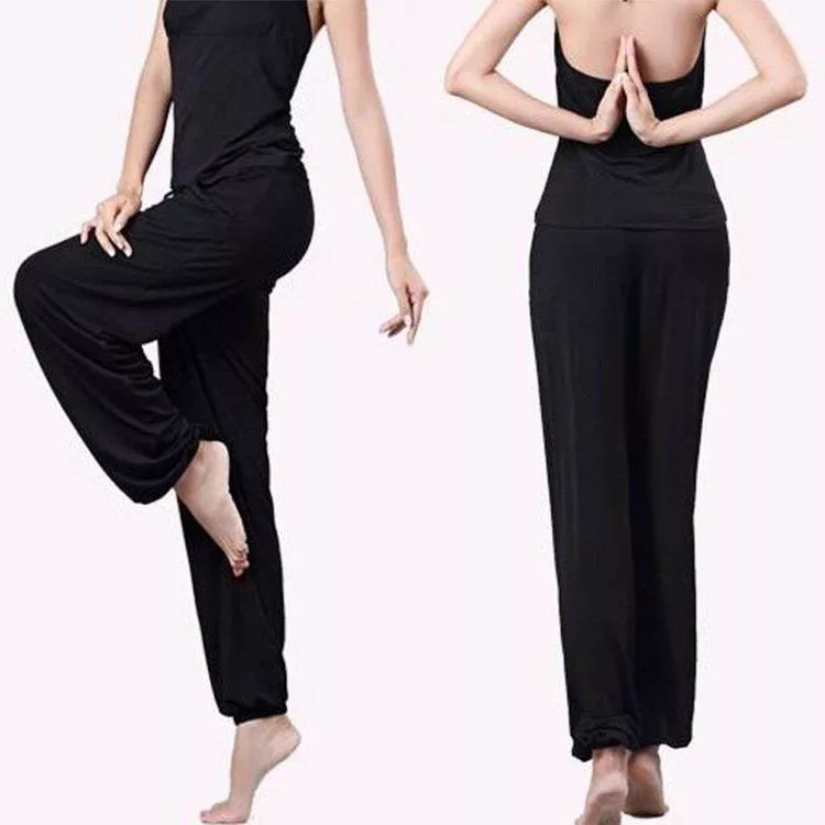 瑜伽休閒運動褲莫代爾大碼寬鬆褲薄款瑜伽休閒運動褲