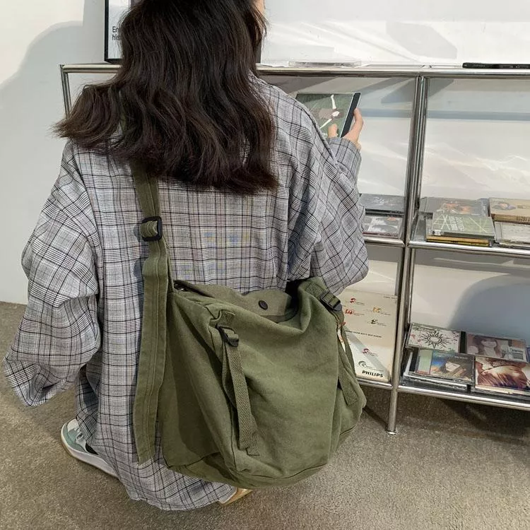 文青風單肩包男女休閒韓版大容量旅行背包斜背包