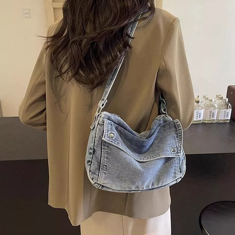 韓版質感牛仔斜背包通勤托特包