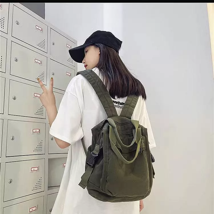 日韓水洗帆布包休閒手提包雙肩包後背包