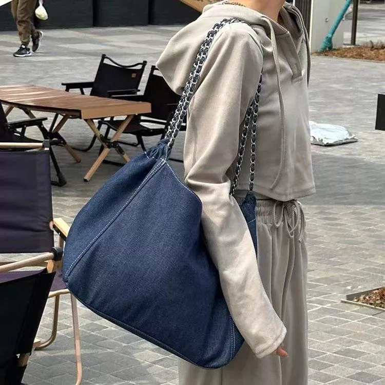 韓版帆布鏈條單肩包大容量托特包