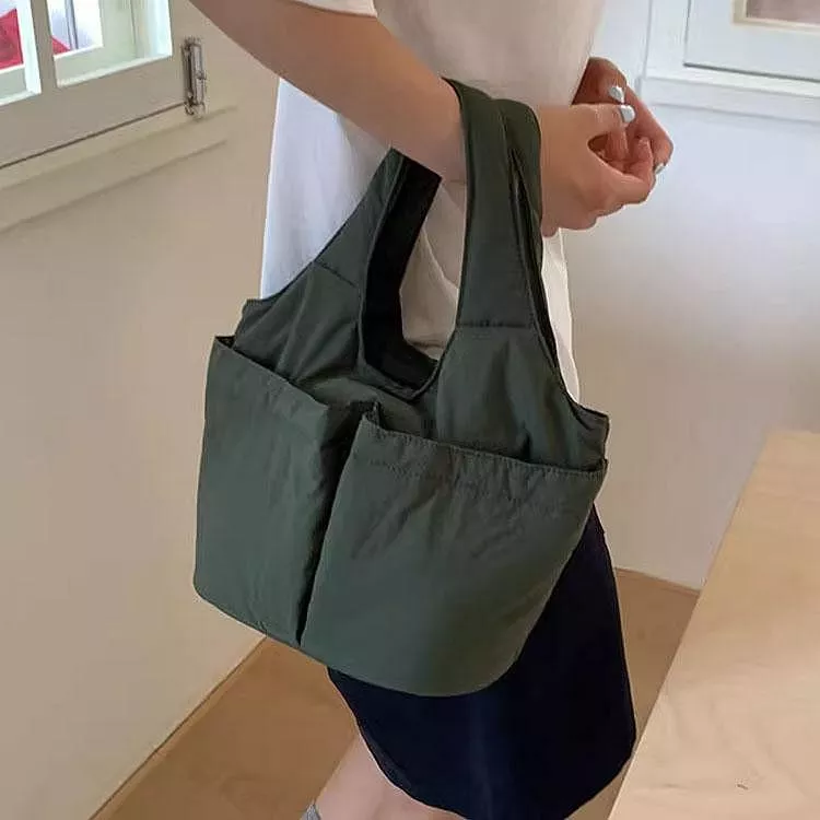 韓版防潑水小拎包多口袋小水桶手提包