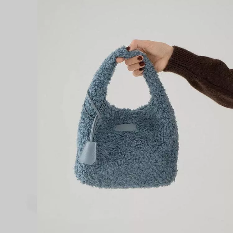 韓版可愛時尚毛絨包羊羔毛手提雲朵包