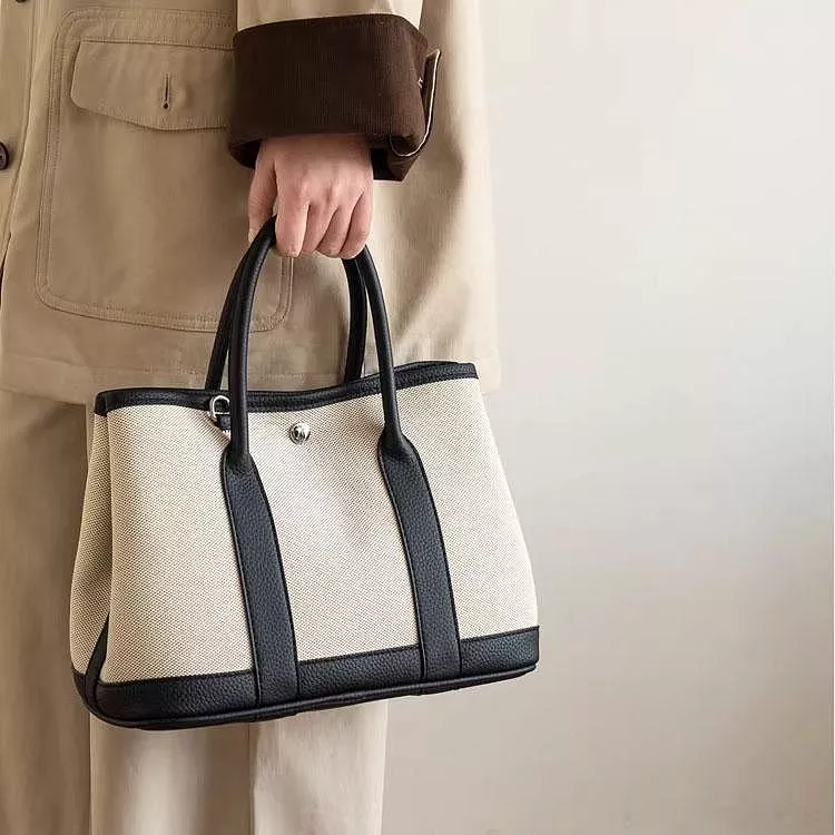帆布包子母撞色手提包單肩斜背包托特包