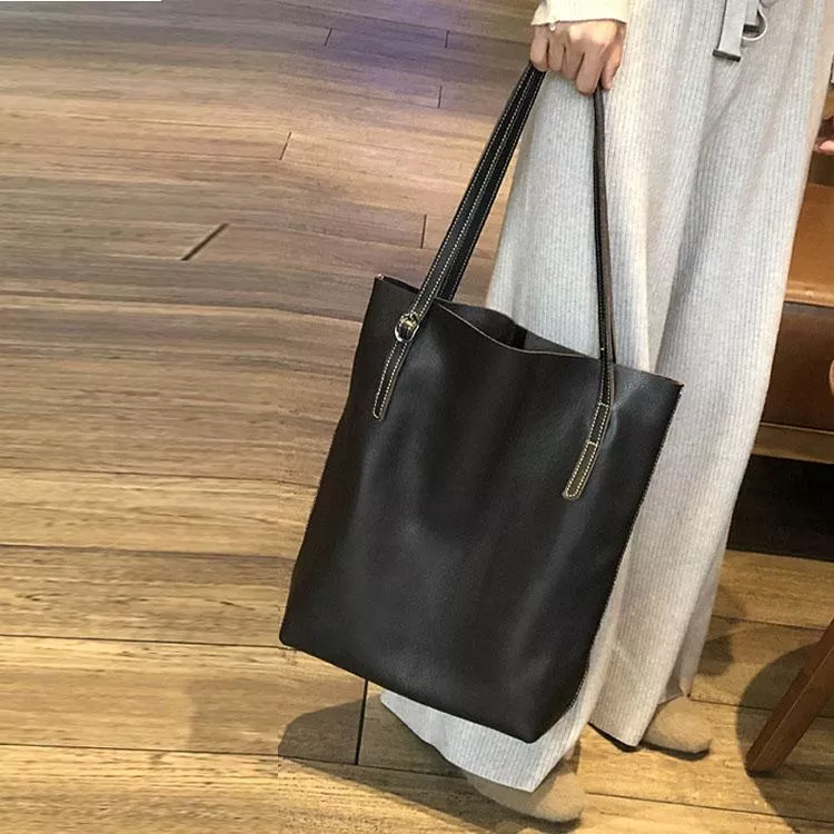 簡約牛皮托特包頭層牛皮單肩大包