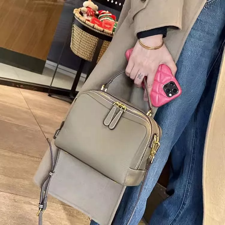 頭層牛皮小方包休閒手提包斜背包