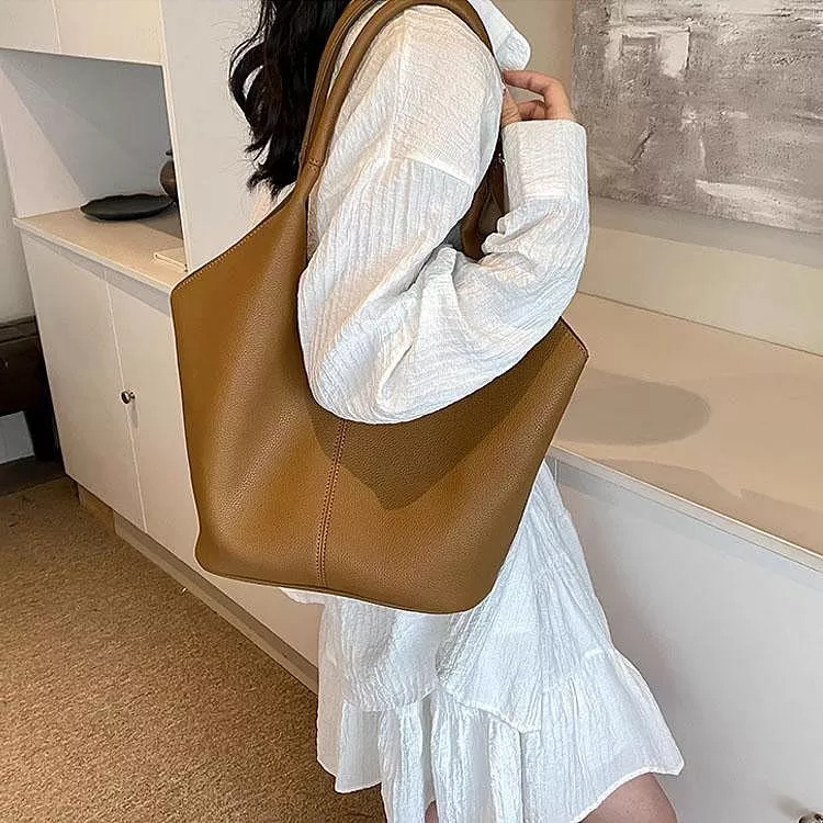 韓版簡約百搭大容量托特包上班通勤單肩包子母包