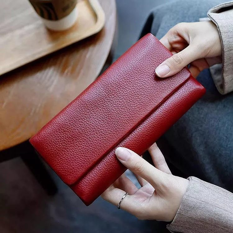 頭層牛皮大容量多卡位長夾多功能手拿包
