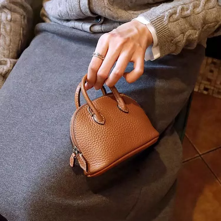 頭層牛皮貝殼包迷你鏈條小包