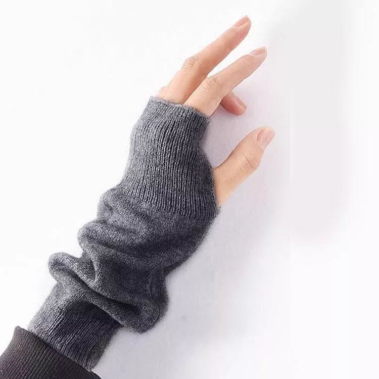 純羊毛半指手套保暖護腕露指手套