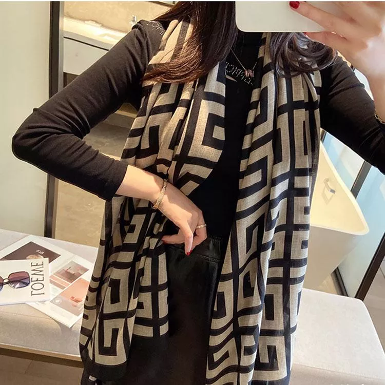 秋冬韓版明星同款氣質棉麻圍巾披肩百搭絲巾