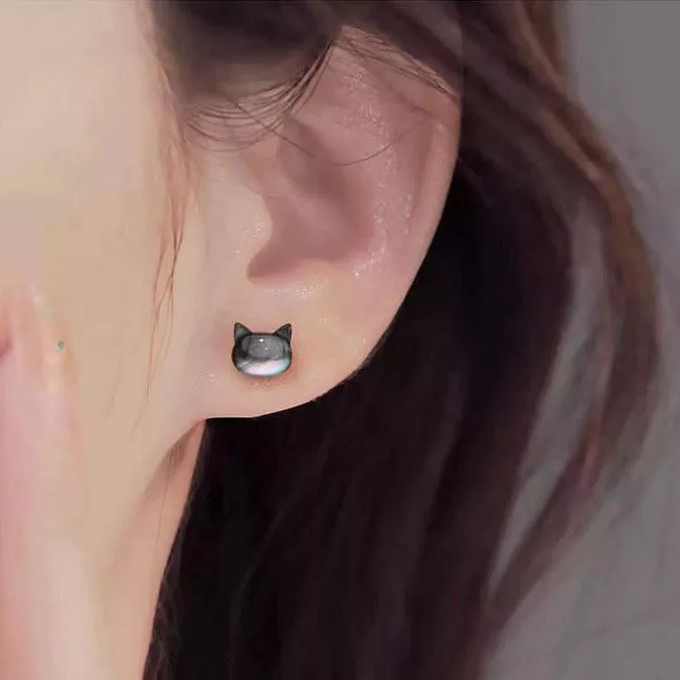S925純銀貓咪耳環可愛耳飾