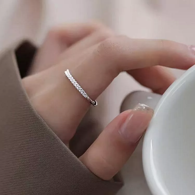 925純銀麥穗戒指開口戒指