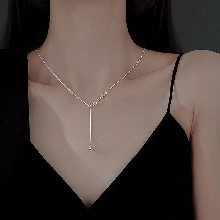 純銀流蘇吊墜小香風毛衣項鏈