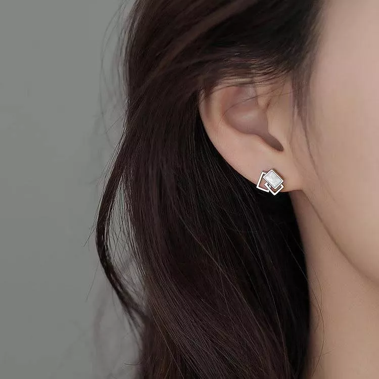 純銀幾何耳環高質感耳飾