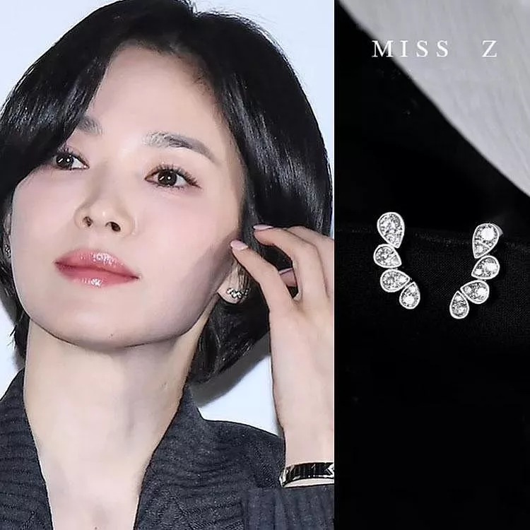 宋慧喬同款純銀水滴鑲鑽耳環耳飾