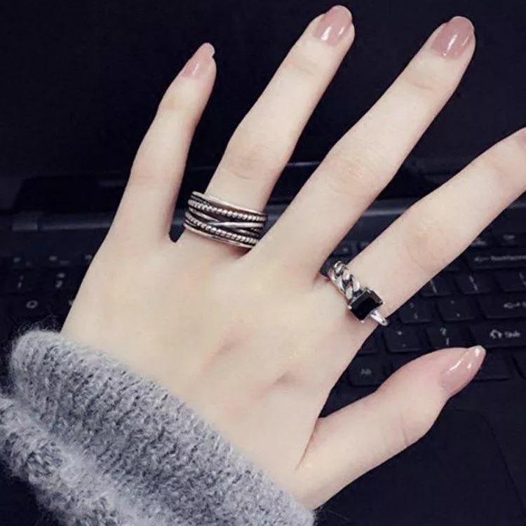 純銀設計款開口戒指冷淡風個性戒指