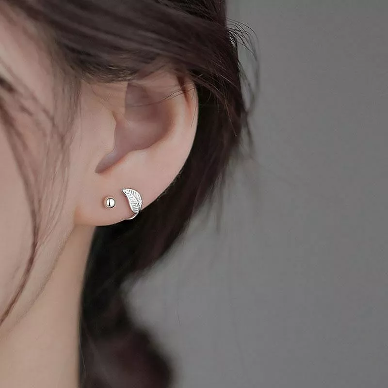 純銀質感樹葉耳環耳飾