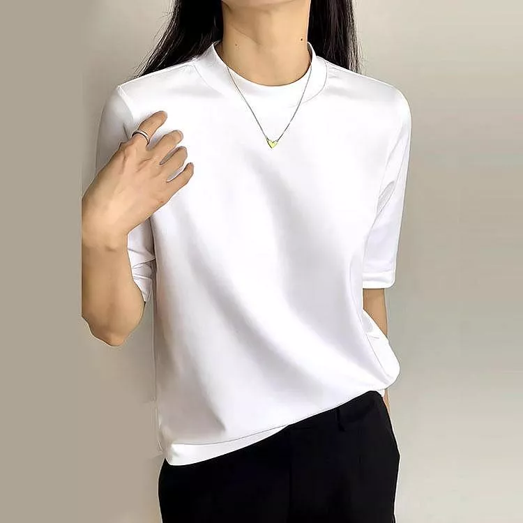 高質感純棉五分袖t恤圓領短袖打底衫