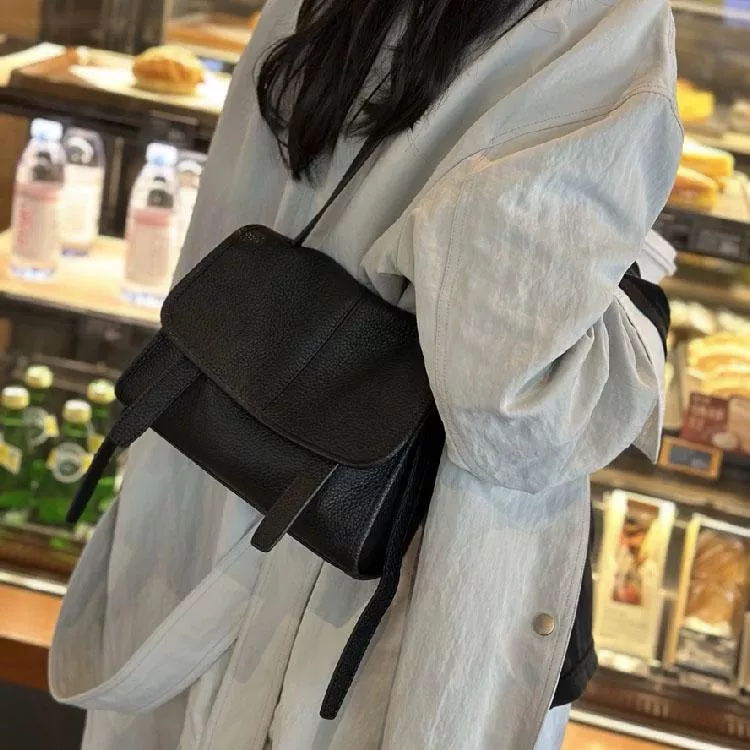 高質感頭層牛皮郵差包小方包